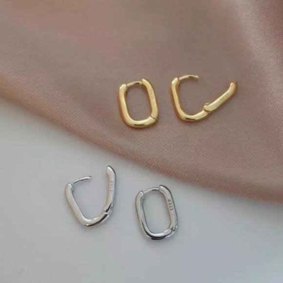 NEW 925 STERLING SILVER OVAL HOOP EARRINGS, NICE EARRINGS, CUTE EARRINGS - Picture 7 of 7